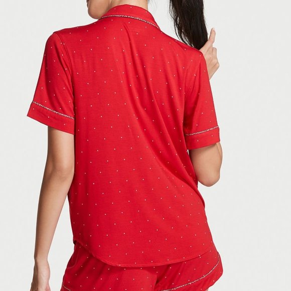 VS L Heavenly Modal Short PJ Set Red w/White Polka Dots NWT - Picture 8 of 15